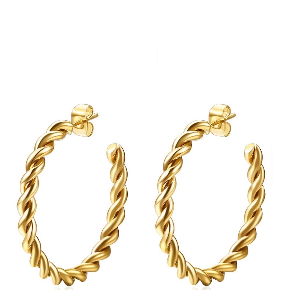 New Liv Oliver 18k Gold Plated Hoop Twist Earrings